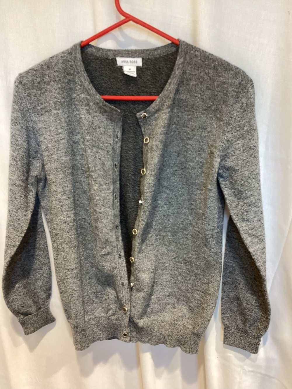 Gray Crewneck Button Cardigan Sweater